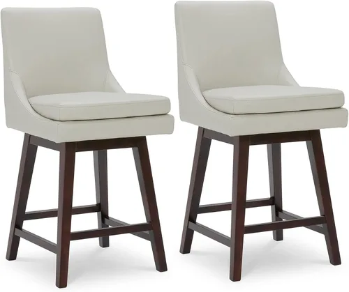 Miniatura 28 de CHITA Taburete de bar giratorio de altura de mostrador, taburete de bar tapizado, altura del asiento de 26.8 pulgadas de alto, tela en niebla