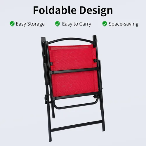 Miniatura 6 de Juego de 4 sillas de comedor plegables para exteriores con reposabrazos, sillas plegables de alta resistencia para jardín, césped, piscina, patio