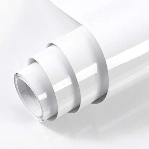 TANONE Papel de contacto blanco de 17.7 x 196 pulgadas para encimeras de cocina, armarios, muebles, vinilo brillante autoadhesivo Blanco - Purpurina