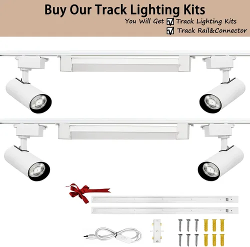 Miniatura 4 de Blanco H Track L conector H tipo circuito único 3-Wire-1 Kit de iluminación de pista para H Track System Accesorios de iluminación de pista 120V