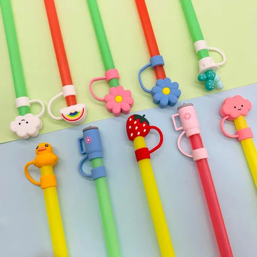 Miniatura 2 de 10 fundas de popote compatibles con vasos Stanley de 30 y 40 onzas, reutilizables, bonitas puntas de silicona para popotes, protectores de tapas