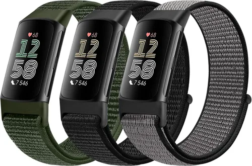 Miniatura 13 de Correas de nailon para reloj deportivo compatibles con Fitbit Charge 6/5, correa de muñeca ajustable, transpirable, de repuesto, suave, de bucle