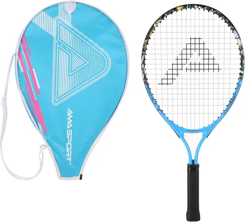 AMA SPORT Raqueta de tenis para niños pequeños, kit de iniciación de raqueta de tenis de 17 a 25 pulgadas para niñas y niños con bolsa de nailon azul