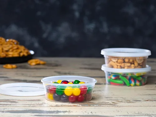 Miniatura 3 de Recipientes de delicatessen con tapas [48 juegos – 8 onzas.] Pequeño recipiente de plástico para sopa – Contenedores desechables de almacenamiento