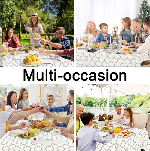 Miniatura 6 de Smiry - Mantel cuadrado de vinilo impermeable con respaldo de franela para mesas cuadradas, manteles de plástico lavables a prueba de derrames