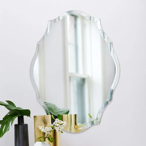Miniatura 3 de Better Bevel Espejo Ovalado Sin Marco 23.5" x 30.5" Espejo de Pared de Baño con Borde Biselado Bordes Curvos Festoneados Sistema de Colgado