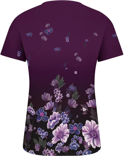 Miniatura 12 de Summer Shirts for Women 2025 Plus Size Short Sleeve Henley Tops Marble Floral Loose Tshirt Tee Casual Dressy Tunics