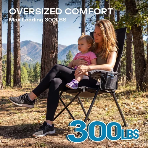 Miniatura 7 de Silla de camping reclinable para adultos, resistente, sillas reclinables plegables con respaldo alto ajustable de 6 posiciones, sillas de patio
