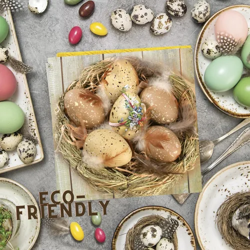Miniatura 5 de Servilletas de papel de Pascua de 13 x 13 pulgadas, 20 unidades, servilletas de cóctel de cereza impresas de 3 capas para arte, cena y fiesta, Nido