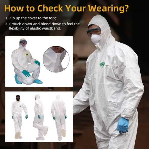Miniatura 3 de Disposable Coverall with Hood, Tear-Resistant, Latex-Free for Painting, Construction & Industrial Work