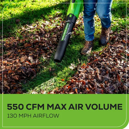 Miniatura 9 de Greenworks Soplador axial de hojas sin escobillas de 40 V (130 MPH / 550 CFM), ultra potente para hojas húmedas, residuos pesados, grava y nieve