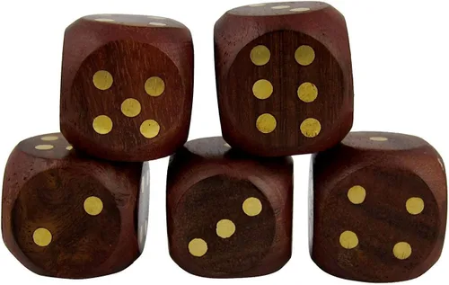 Miniatura 3 de TOSQP27 - Juego de caja de 5 dados para regalo, juego clásico rodante, grupo familiar, caja de almacenamiento cuadrada de madera con dados hechos a