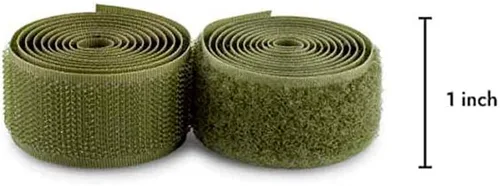 Miniatura 2 de Cinta de gancho y bucle de 1 pulgada de ancho, color verde oliva, no adhesiva, 1 yarda de longitud, cinta de velcro de nailon verde, juego de Verde