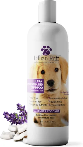 Lillian Ruff PRO Formula Champú Ultra Concentrado para Perros – Hace 4 Galones/30 Botellas, Dilución 30:1, Champú Profesional para Mascotas para