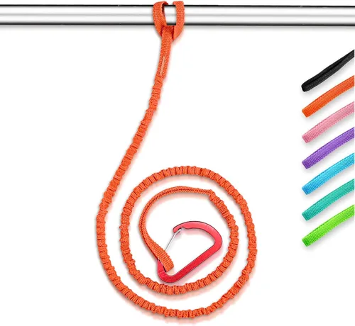 Miniatura 11 de OCEANBROAD Correa de remo de kayak estirable con cuerda de lanyard para SUP, kayak, botes, canoa, caña de pescar, 4-7 pies Azul