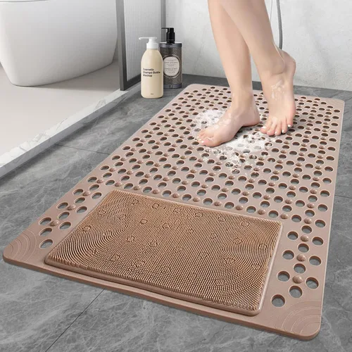 Miniatura 9 de Alfombrilla de ducha antideslizante: 35.4 x 23.6 pulgadas, alfombrillas de ducha grandes de PVC para ducha interior - Limpiador de pies de ducha