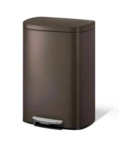 Garvee Cubo de basura de metal para cocina de 13 galones / 50 L con tapa, bote de basura grande a prueba de óxido para cocina, cubo de basura con