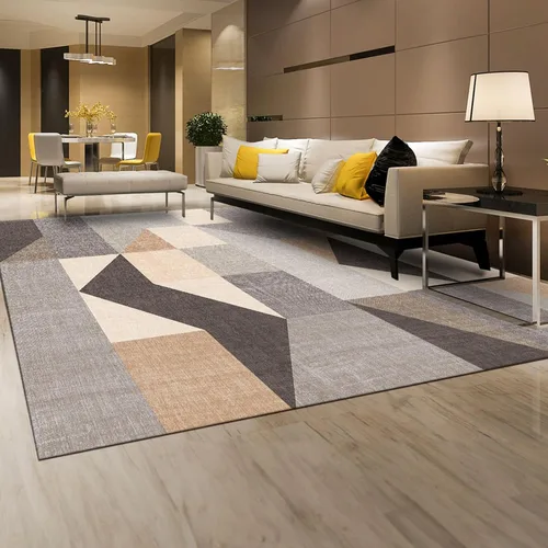 Miniatura 8 de HOMFINE Alfombra lavable moderna de 5 x 7 pies, estilo geométrico, para sala de estar, dormitorio, alfombra lavable a máquina, suave, Gris/Marrón