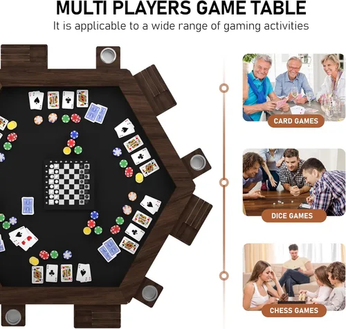 Miniatura 5 de Mesa de Juego de Tablero Yardenaler con Tablero Removible, Mesa de Juegos y Comedor para 4 a 6 Jugadores, Incluye Alfombrilla de Juego de Efecto