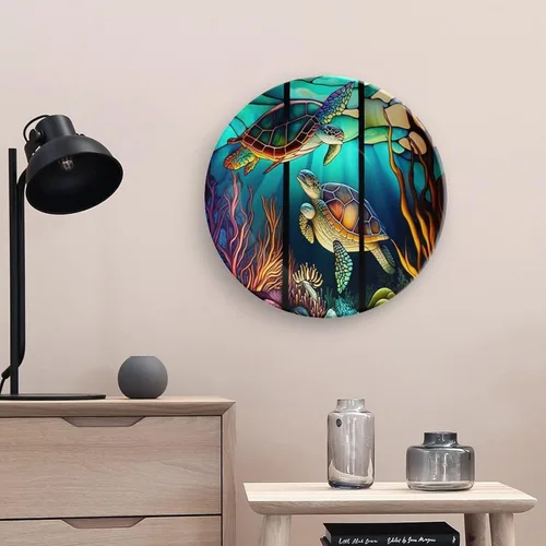 Miniatura 5 de Platos decorativos, placa de cerámica con diseño de tortuga, vida marina, placa tambaleante con soporte de exhibición, decoración del hogar