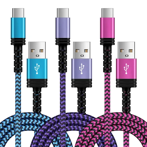Miniatura 9 de Cable de carga USB C de 3A de carga rápida, [2 unidades, 6 pies] cable trenzado USB-A a tipo C para iPhone 15 Pro Max Plus, Samsung Galaxy A14 A54