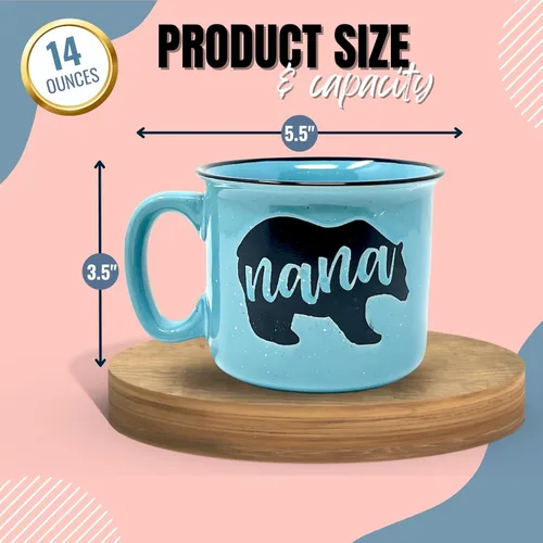 Miniatura 4 de Brooke & Jess Designs Nana Bear - Bonita taza de café, regalos para abuela, día de la madre, Navidad, cumpleaños (verde azulado)