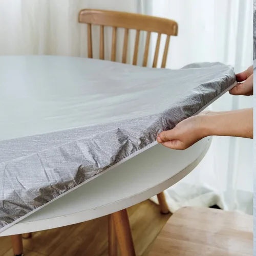 Miniatura 2 de NLMUVW - Mantel redondo de vinilo con borde elástico 100% impermeable y a prueba de aceite, mantel de PVC fácil de limpiar para interior y exterior
