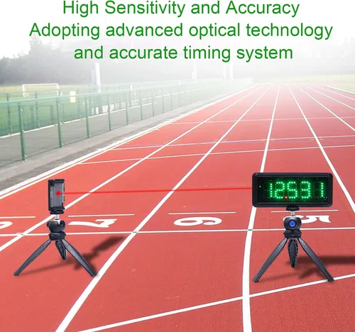 Miniatura 3 de Temporizador láser inalámbrico para sprints, reloj de carreras infrarrojo alimentado por batería, cronómetro con reflector y soportes, temporizador