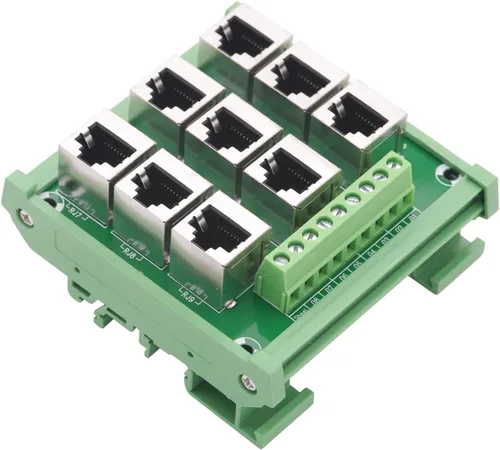 Miniatura 7 de Tablero de ruptura de distribución del conector Ethernet del soporte del carril del estruendo RJ45 8P8C, conector vertical unidireccional del bloque