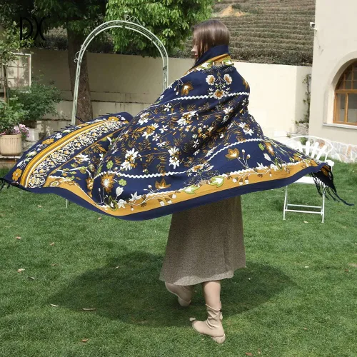 Miniatura 295 de DANA XU Manta de pashmina extragrande 100% de lana merina, bufanda de viaje, bufanda de cachemira para mujer, otoño e invierno, chal de gran