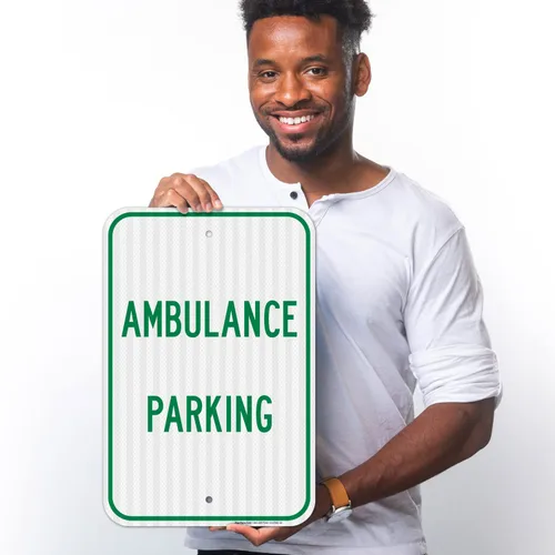 Miniatura 2 de Señal de estacionamiento para ambulancia, 12 x 18 pulgadas, 3M EGP reflectante aluminio .063, resistente a la decoloración, fabricado en Estados