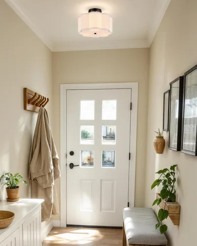 Miniatura 7 de VONLUCE Lámpara de techo semiempotrada de 12.6 pulgadas, moderna lámpara de techo de 3 luces con pantalla en forma de pétalos blancos, 3 enchufes