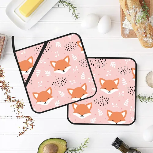 Miniatura 4 de Lindos soportes para ollas de Fox Smile, 2 unidades para cocina, almohadillas calientes resistentes al calor para cocinar a la parrilla, hornear