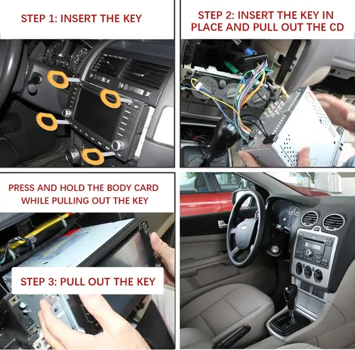 Miniatura 4 de Paquete de 4 herramientas de extracción de radio, asas de fácil agarre y cuchillas rígidas, compatible con Audi, VW Volkswagen, Mercedes Benz