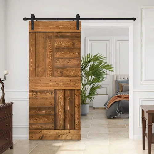 Miniatura 31 de TMS Serie N - Puerta corrediza interior de madera de pino anudada con kit de herrajes deslizantes (32 x 84 pulgadas, blanco)
