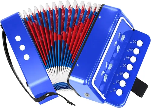 Miniatura 10 de AZEAM Acordeón para niños, acordeón de juguete para edades de 3, 5, 9, 7, 10, 12, niños pequeños, principiantes, instrumentos musicales, 10 teclas