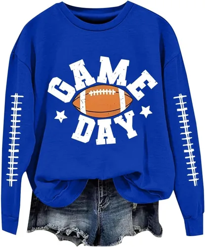 Miniatura 23 de Women's Oversized Sweatshirt, Long Sleeve Sweatshirts Crewneck Printed Pullover Tops, S-3XL