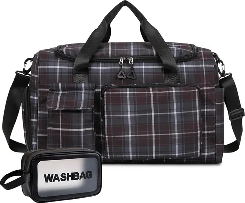 Miniatura 12 de Bolsa de Gimnasio Pequeña para Mujer, Bolsa de Lona de Viaje, Bolsa de Fin de Semana con Compartimento para Zapatos