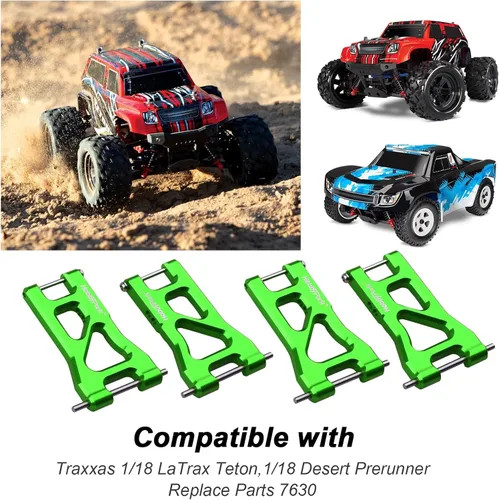 Miniatura 2 de Hobbypark Juego de brazos de suspensión de aluminio (delanteros y traseros) para Traxxas 1/18 LaTrax Teton Upgrades Desert Prerunner, piezas