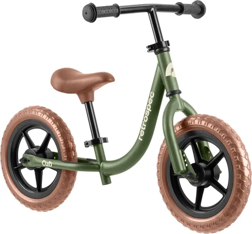 Retrospec Cub - Bicicleta de equilibrio para niños de 18 meses a 3 años, bicicleta para principiantes sin pedal de 12 pulgadas con asiento Verde