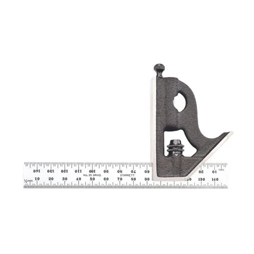 Miniatura 32 de Starrett Escuadra de combinación de acero con cabeza cuadrada - Longitud de hoja de 300 mm, cabezas de hierro fundido, pestillo reversible, punta