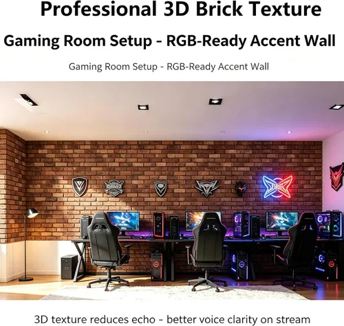 Miniatura 7 de Paneles de pared 3D para despegar y pegar, paquete de 10 paneles de PVC texturizados de ladrillo, azulejos de pared autoadhesivos impermeables