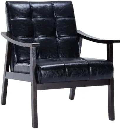 HopeHope Sillón de madera tapizado de poliuretano moderno, de 29.5 x 27.2 x 33.1 in, 400 libras, color negro, sillas de invitados, sillas de
