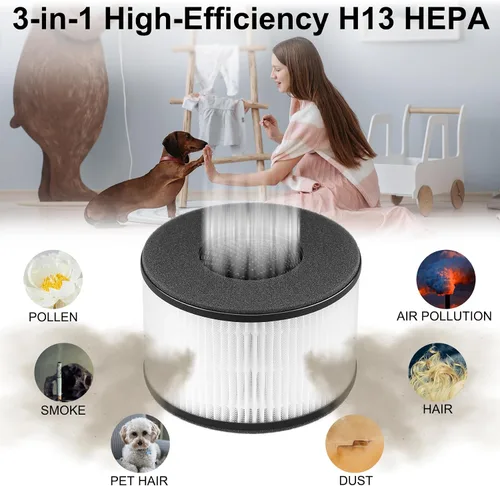 Miniatura 5 de Paquete de 3 filtros de repuesto BS-03 H13 True HEPA para filtros de aire HEPA PARTU BS-03 y Slevoo BS-03 HEPA, 3 en 1.