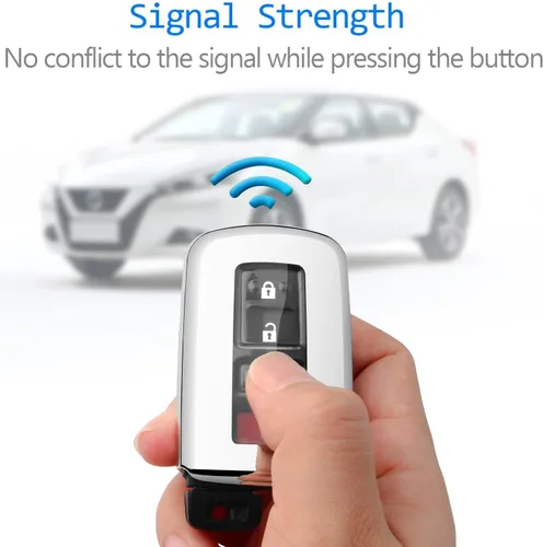 Miniatura 7 de Funda con llavero para llave de automóvil de suave poliuretano termoplástico y protección de 360 grados, compatible con llave inteligente (plateado)