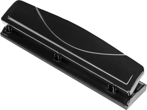 Amazon Basics - Perforadora de 3 agujeros, capacidad para 10 hojas, color negro