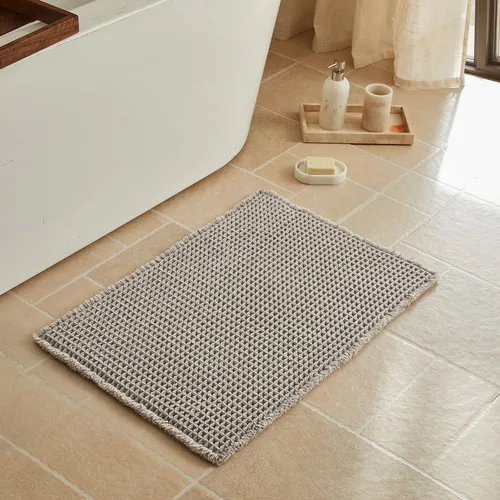 Miniatura 37 de Triohero Tapete de baño con diseño de gofre, tapete de baño pequeño y bohemio, antideslizante, lavable, ultra suave, súper absorbente, de secado