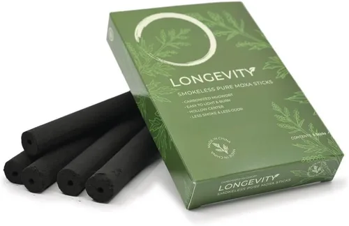 Longevity Pure - Palitos de moxa sin humo, con agujero en el centro (5 por caja), 1 caja