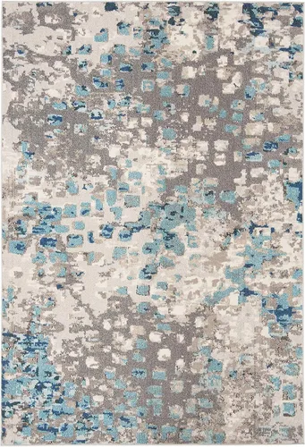 Miniatura 29 de SAFAVIEH MAD425H Madison Collection Alfombra decorativa cuadrada de 3', gris/naranja, diseño abstracto bohemio desgastado, no desprende pelusa