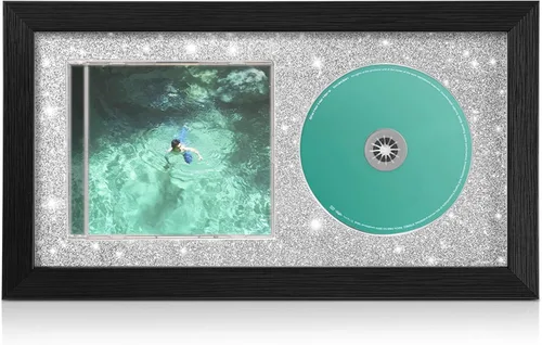Miniatura 8 de Marco de música para CD de 8 x 12 pulgadas con disco negro mate y caja de CD hecho con marco de madera maciza 2-Negro